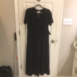 Happy Earth Black Maxi Dress in Organic Cotton Stretch, XL